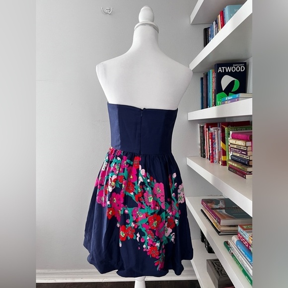 Lilly Pulitzer Lottie Navy Cherry Floral Strapless Dress size 8 - Picture 7 of 13